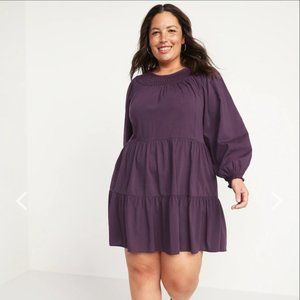 BNWT! Old Navy Long-Sleeve Tiered Smocked Embroidered Mini Swing Dress - Size 2x